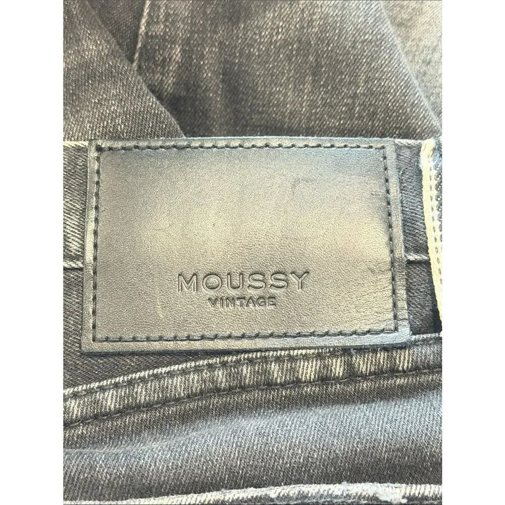 NEW MOUSSY Vintage Black Distressed HOWA Straight Jeans Sz 30